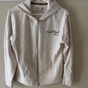 Hard Rock Baltimore Beige Zip-Up Hoodie with 2 pockets